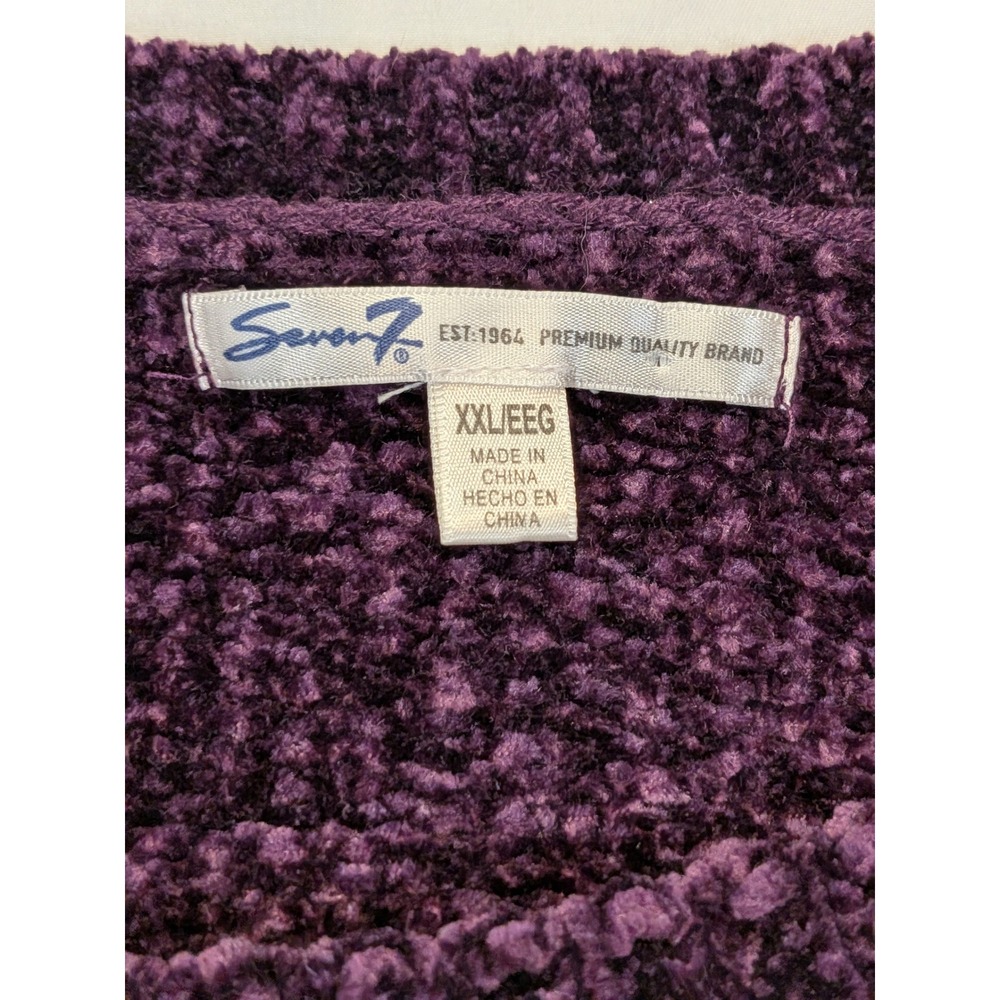 Seven7 Womens XXL Chenille Sweater Blackberry Wine Purple Crewneck Cozycore - Picture 5 of 7